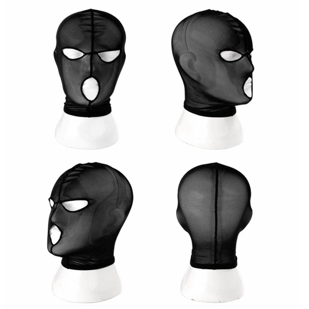 Sexy Black Lace Mask See-through Full Face Hood Fashion Cosplay Headgear  Parties
