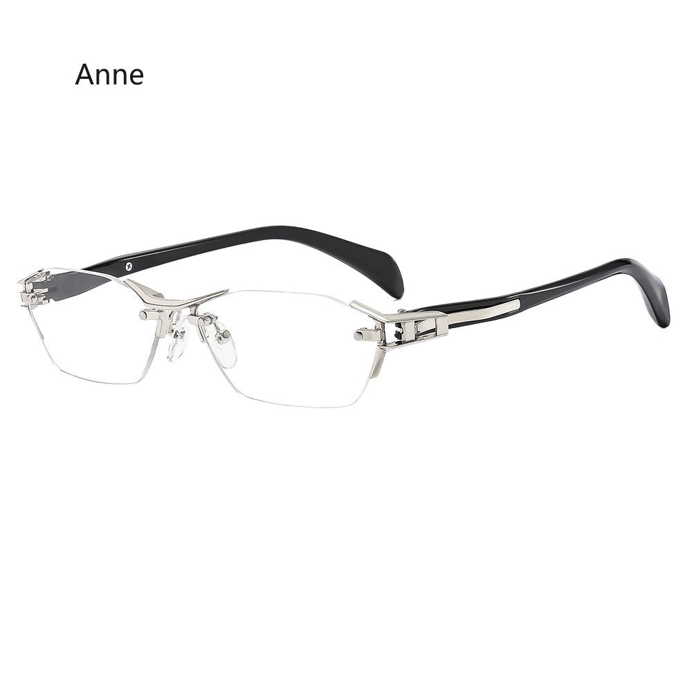 Color Changing Frameless Reading Glasses Cut Edges Photochromic Anti Blue Light Metal High-definition Presbyopia Eyewear To +4.0
