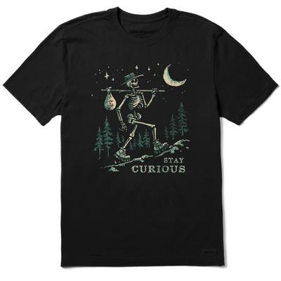 Life Is Good. Men's Stay Curious Short Sleeve Crusher Tee, Faded Black