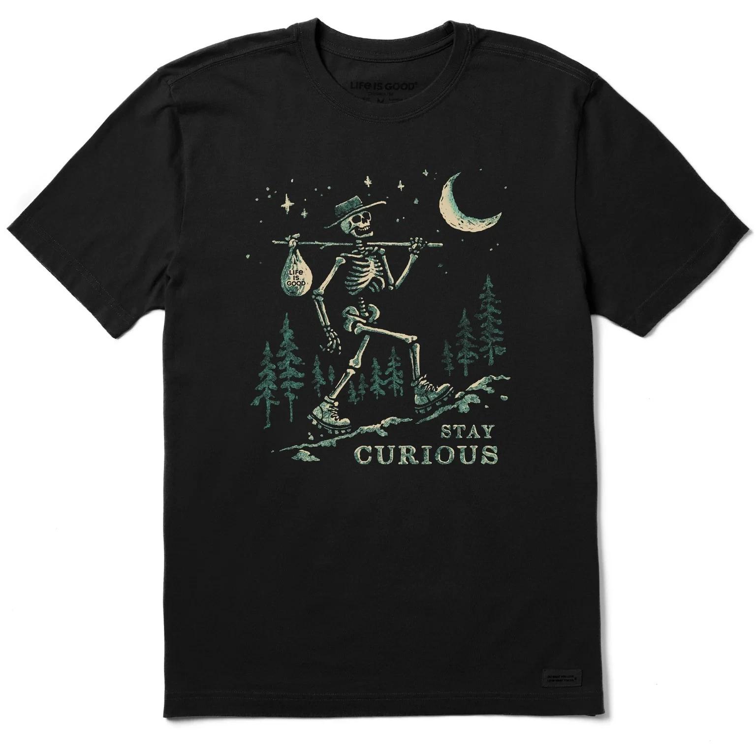 Life is Good. Men s Stay Curious Short Sleeve Crusher Tee, Faded Black 4XL