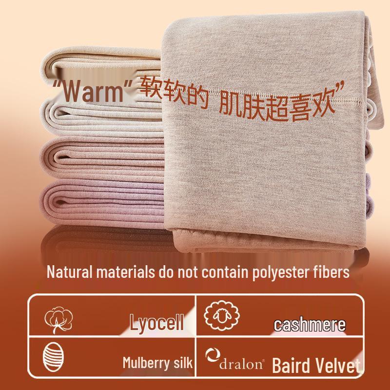 Women's High-Waisted Fleece-Lined Velvet Leggings - Warm Acrylic Autumn/Winter Base Pants