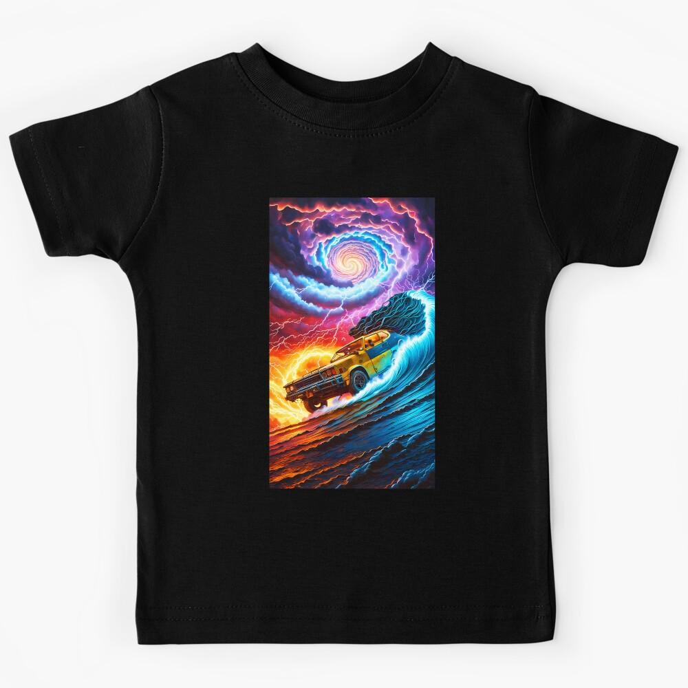 Out Driving the Storm, Ai Generated Art Kids T-Shirt 140
