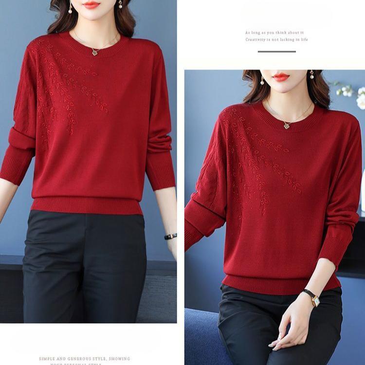 Fall Winter Women's Knitwear Loose Crew Neck Plus Size Sweater Solid Color Pullover Knit Top Jumper