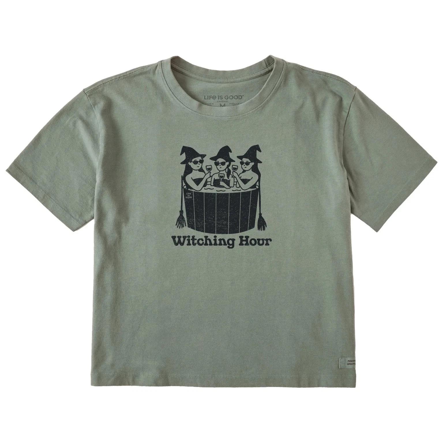 

Life is Good. Women s Witching Hour Short Sleeve Crusher Boxy Tee, Moss Green 3XL