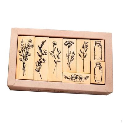 Timbres en bois pour la fabrication de cartes, tampons créatifs, motifs végétaux en bois pour la peinture