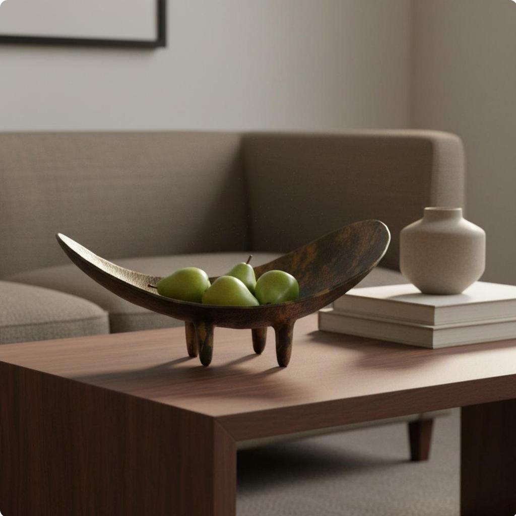 Retro Design Metal Tray Light Luxury Modern Decorative Centerpiece MultiFunctional Footed Fruit Bowl