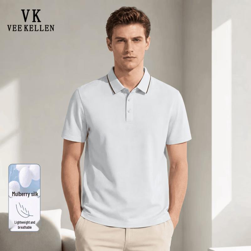 VEE KELLEN Men's Premium Cooling Silk Blend Polo Shirt