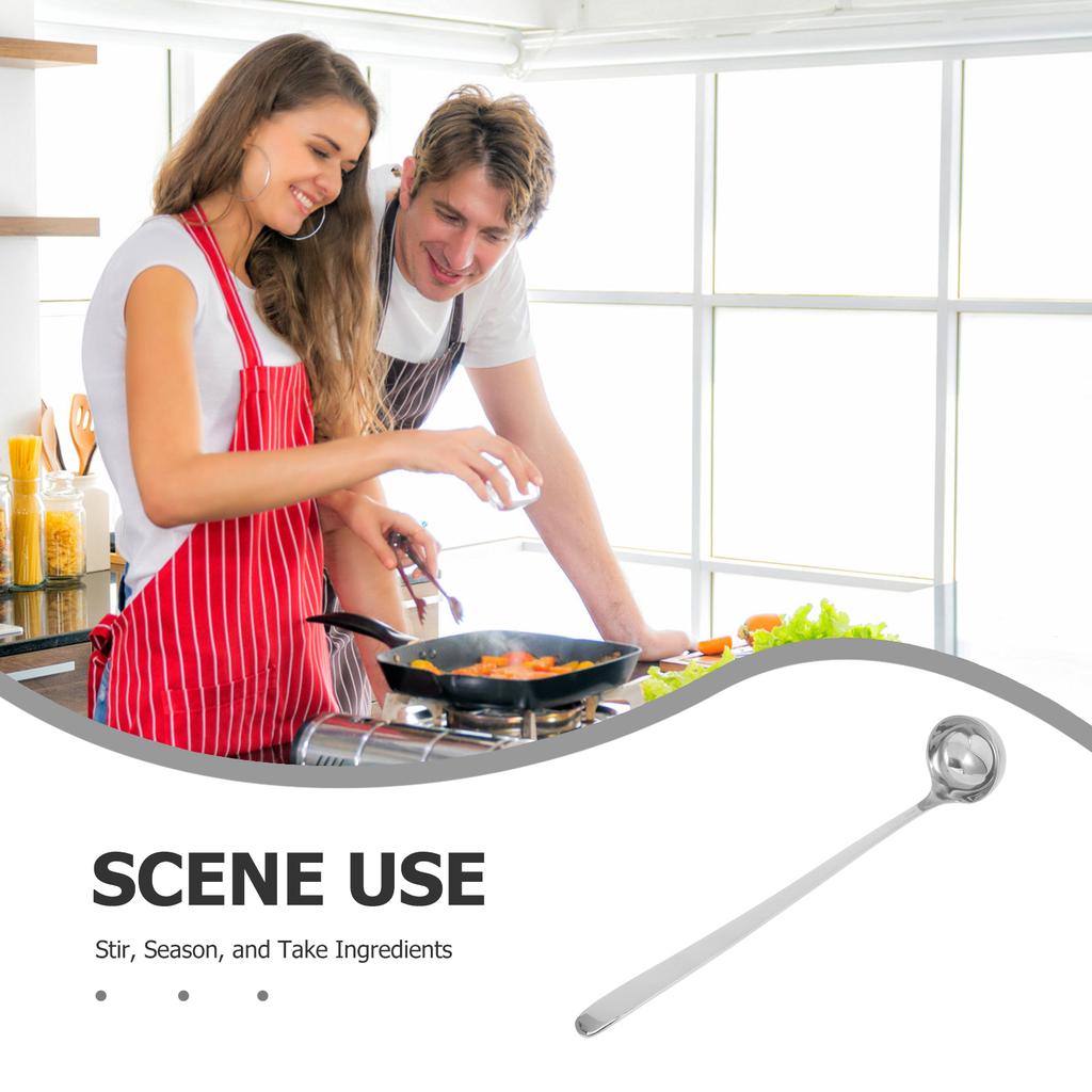 Long Mixing Spoon Soup Spoons Stainless Steel for Cooking Metal Serving Kitchen Utensils Wok Coffee