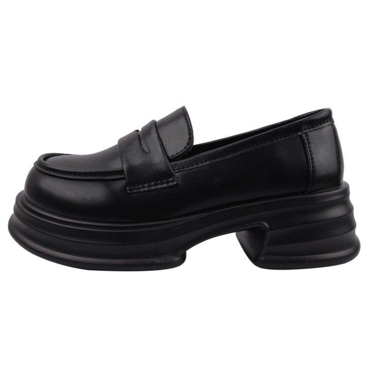Black Work French Platform Loafers Women's 2025 New Spring Versatile Thick-heeled Single Shoes British Style Small Leather Shoes