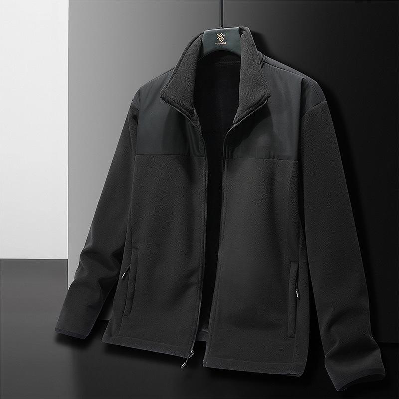 

Large Size New Warm Fleece Jacket for Youth Autumn and Winter Plus Velvet Thickened Men s Fleece Jacket Fleece Top L чорний