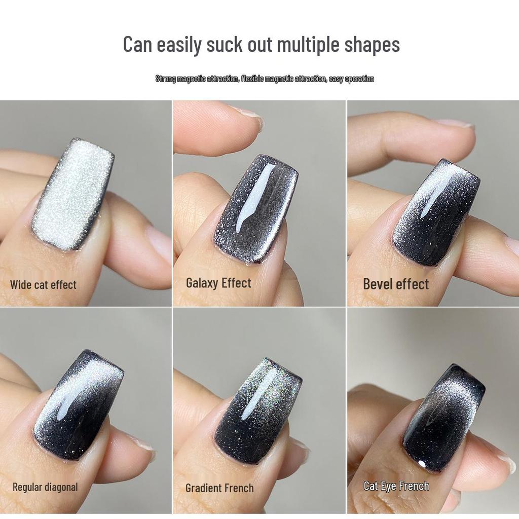 Enhanced Magnetic Cat Eye Nail Art Tool with Thickened Cylindrical Design and Black Silicone Drop-Proof Case