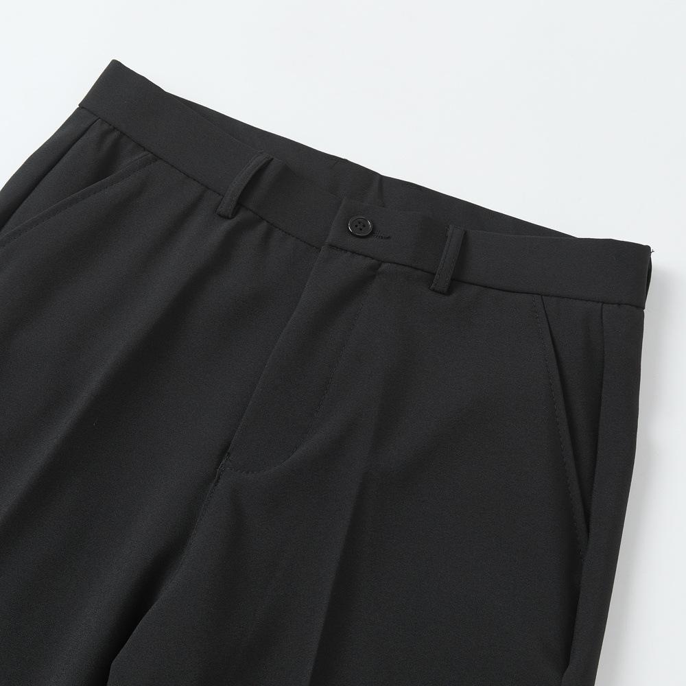 Men's Trendy Spring Loose-Fit Straight Leg Trousers with Half Elastic Waist