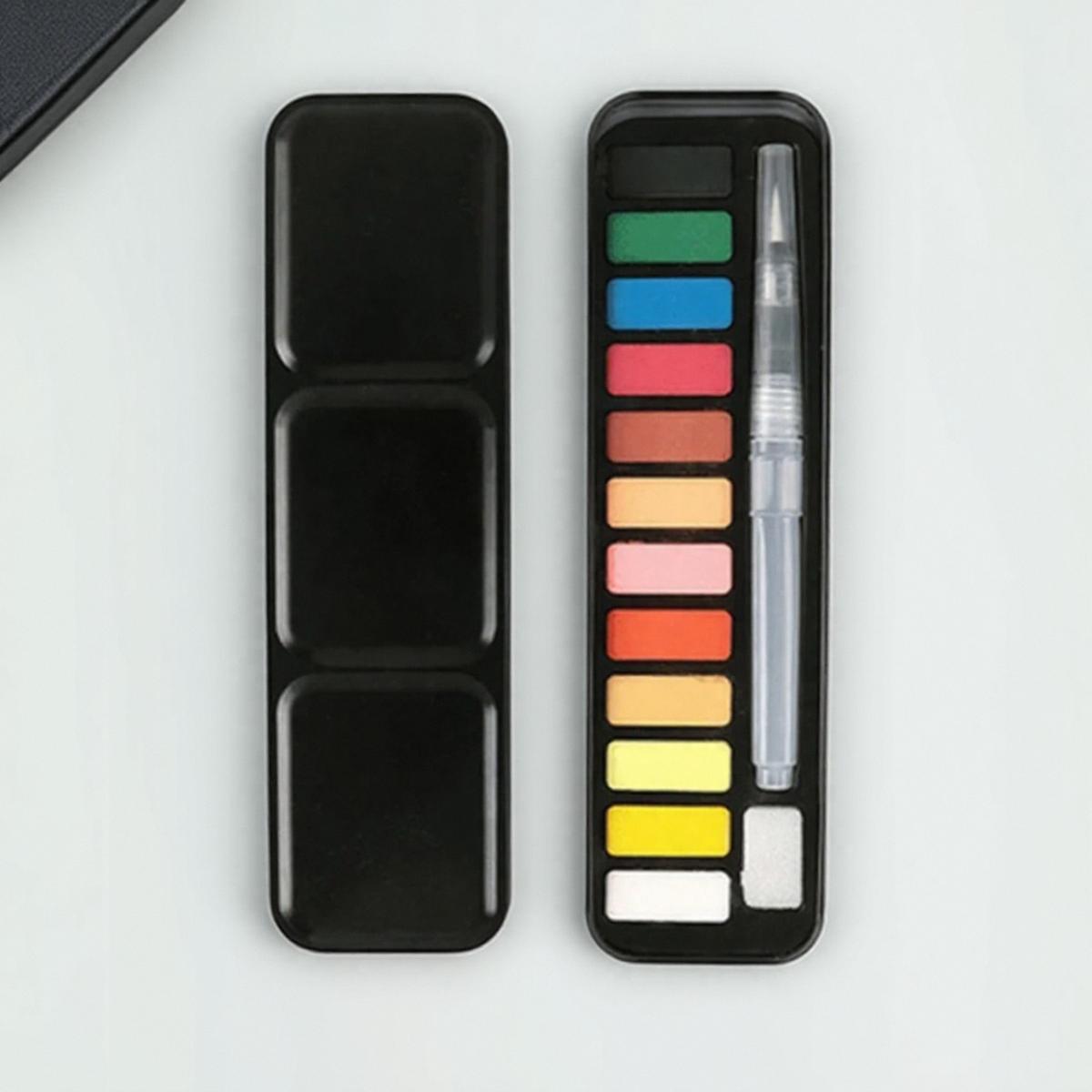 

12/18/24 Цвета Твердая Акварельная Краска Портативная Металлическая Коробка С Кистью для Акварели Школьники Профессиональные Художественные Принадлежности