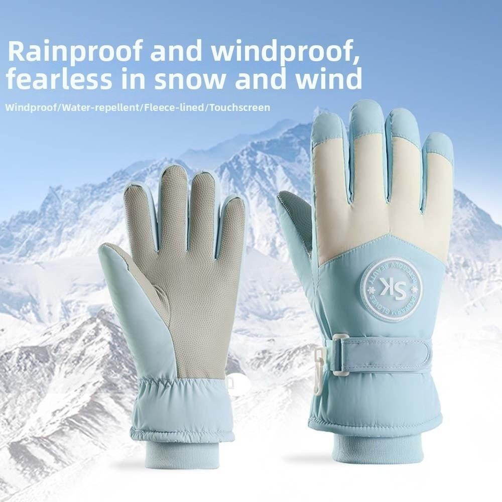 Soft Plush Thickened Gloves Oxford Cloth Finger Mittens Gift Unisex Windproof Gloves  Autumn