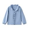 Womens Long Sleeve Blouse With Ruffled Hem Solid Color Office Chic Top 2026