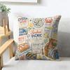 Food Fruits Desserts Puzzle Pattern Cushion Cover Natural Linen Organic Fabric Double-Sided Printing Breathable For Home Decor
