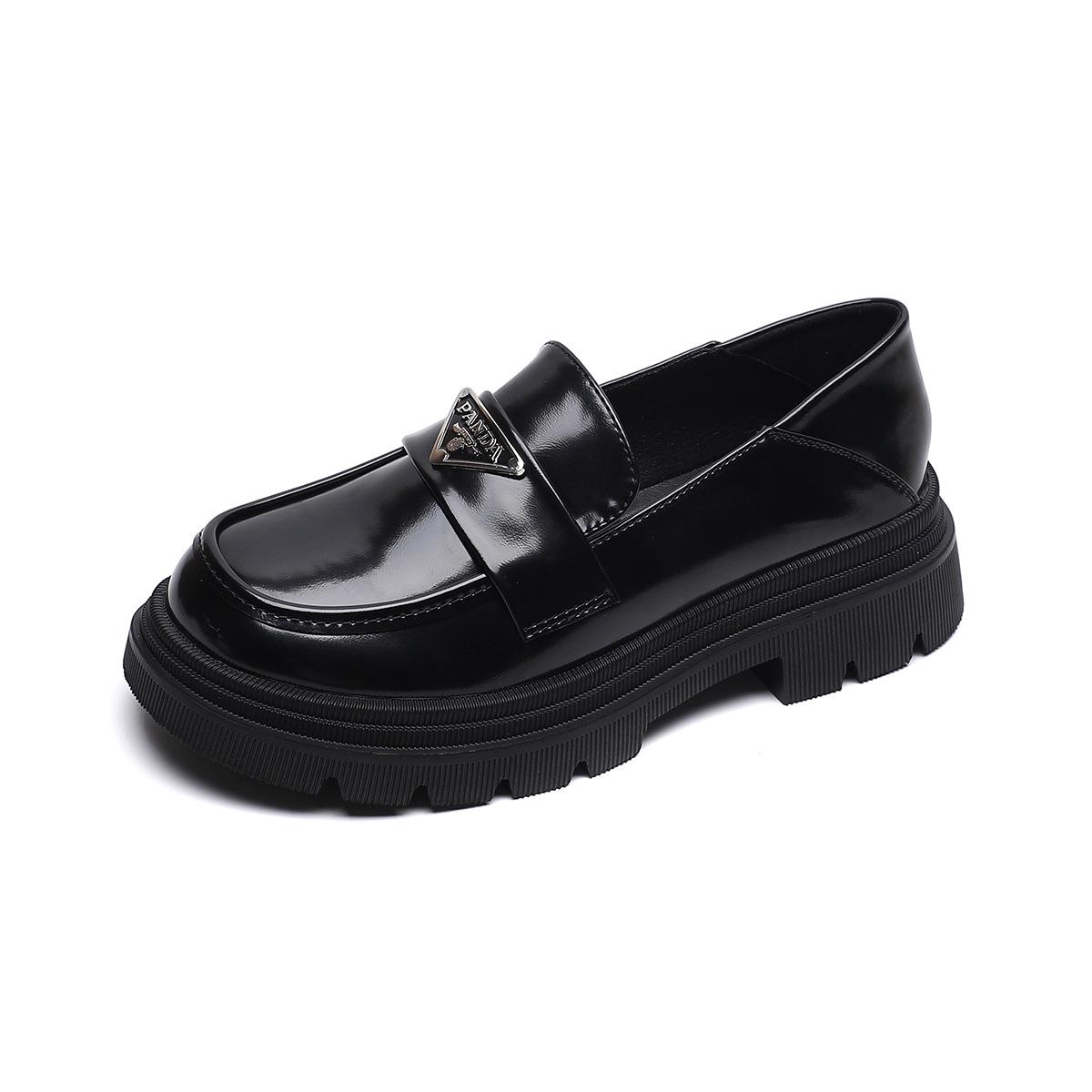 

[sheii Su Yinyin] Туфли с мягкой подошвой ~ круглые ретро треугольные стандартные туфли-муффины на толстой подошве женские маленькие кожаные туфли 42 чёрный