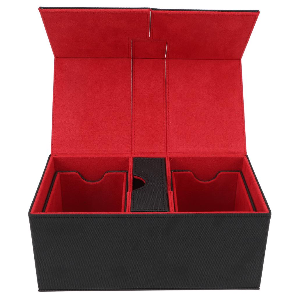 Caixa de Baralho com 3 Gavetas Grande Capacidade Fecho Magnético Couro PU Caixa de Armazenamento para Cartas de Jogo para Guardar Mais de 200 Cartas