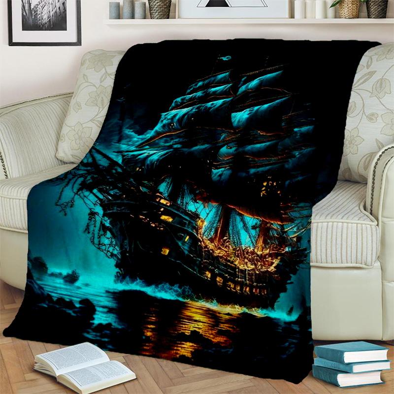3D Pirate Ship Boat,Barque,Sailboat Blanket,Soft Throw Blanket for Home Bedroom Bed Sofa Picnic Travel Office Cover Blanket Kids