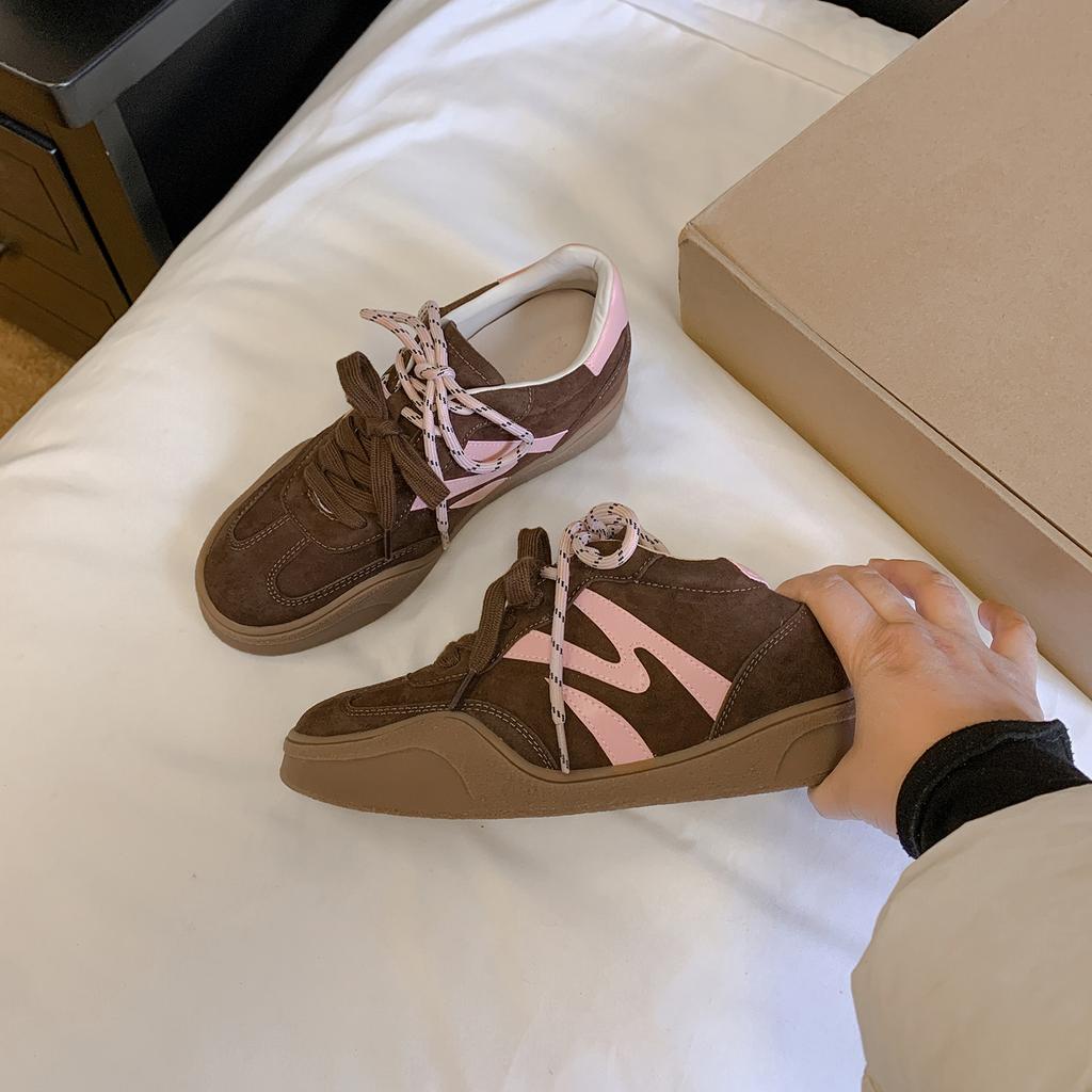 Scarpe da ginnastica retrò tedesche con rialzo per donna, nuove per la primavera, abbinamento di colori in pelle, scarpe sportive versatili, casual, scarpe Forrest Gump