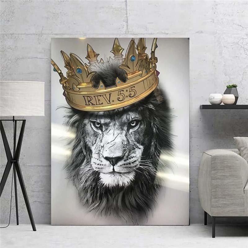 Black White Lion with Dignity Canvas Painting Animal Cool Posters and Prints Wall Picture For Modern Living Room Decor No Frame