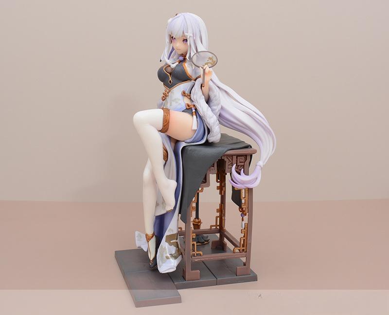 Chinese Style Cheongsam Rem and Emilia Figure Model Ornament