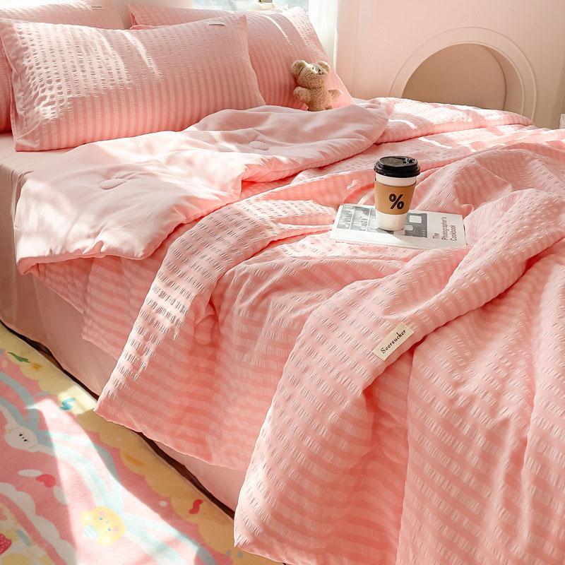 Washed Cotton Plaid Quilt, Air Condition Thin Comforter, Blanket Bedspread, Single, Double, Queen, King Bed Coverlet, Summer
