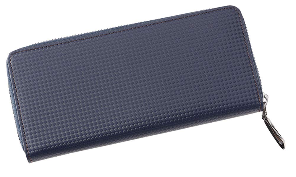 Neu Interesse Men's Nacht Long Wallet with Round Zipper, Size 3540 [05] Navy X Chocolate