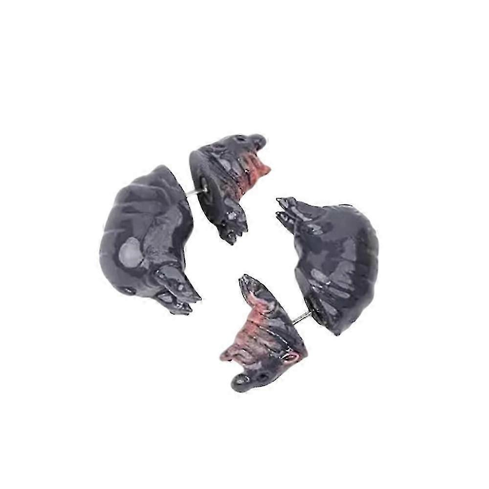 Pygmy Hippo Earrings, Handmade Moo Deng Hippo Earrings 3D Hippo Statue Earrings