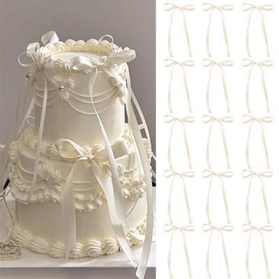 10/20Pcs Red Pink Bow Cake Decoration Bowknot Ribbon Cake Topper Kids Girls Birthday Party Supplies Wedding Cake Decor Christmas