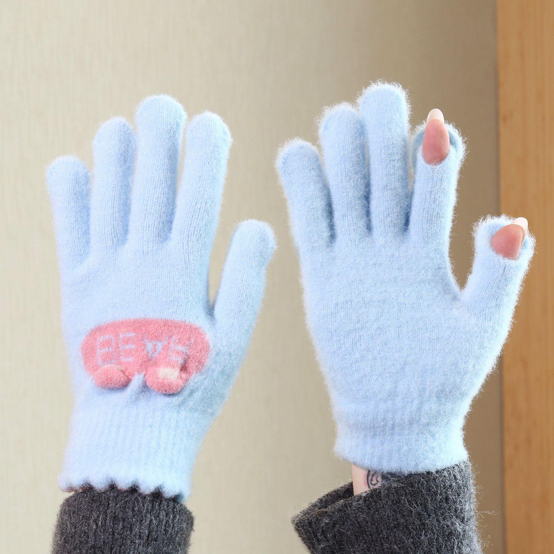 

Перчатки Зимние теплые перчатки Осенние вязаные перчатки Перчатки с защитой от протекания пальцев и сенсорных экранов Холодостойкие перчатки Зимние велосипедные перчатки синий