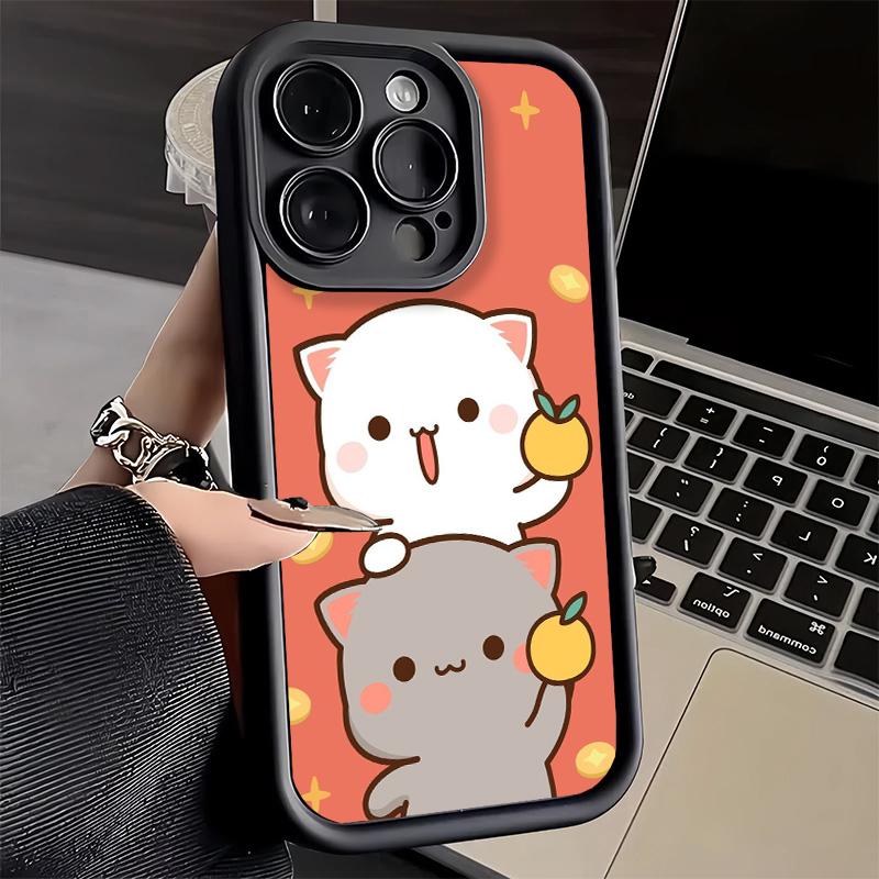 Phone Case for iPhone 17 Air 16E 15 16 Pro Max Cartoon Cute Peach Goma Cover 14 Plus 13 12 Mini Soft Shell Silicone Fundas