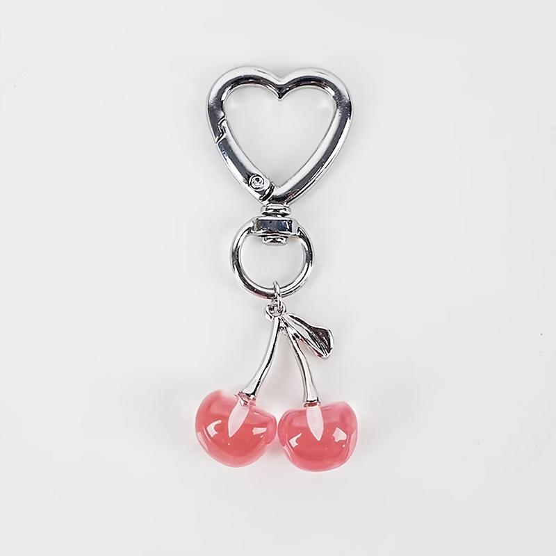 1PC Luxury Cherry Keychain for Women Decoration Designer Cherry Pendant Wallet Decor Fruit 7.5x2.6cm
