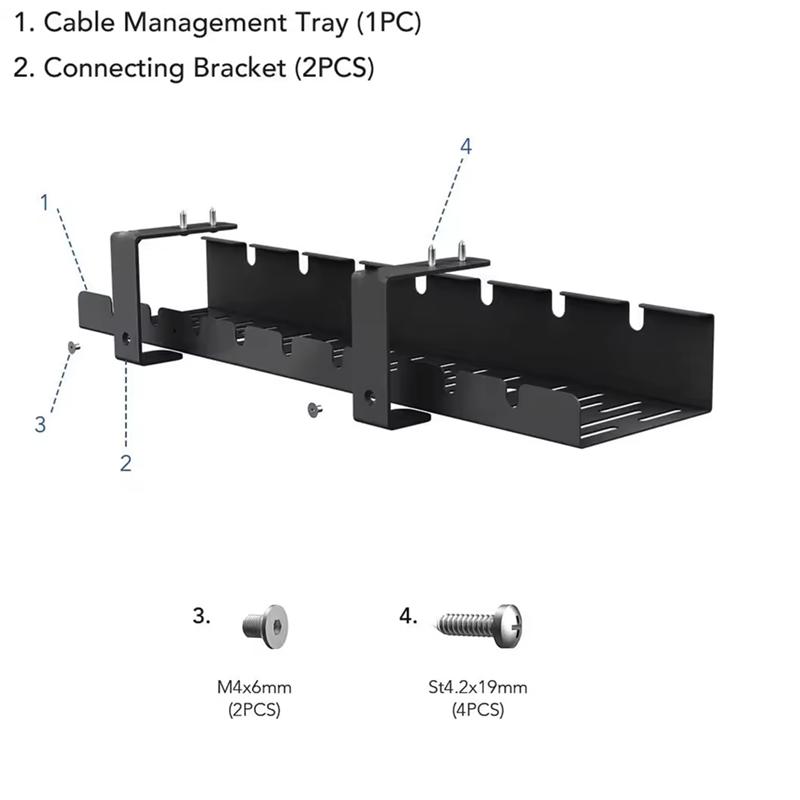 A03F-Metal Desktop Portable Storage Table Underwire Frame Undertook Cable Management Tray Insert Metal Wire Management Fixture