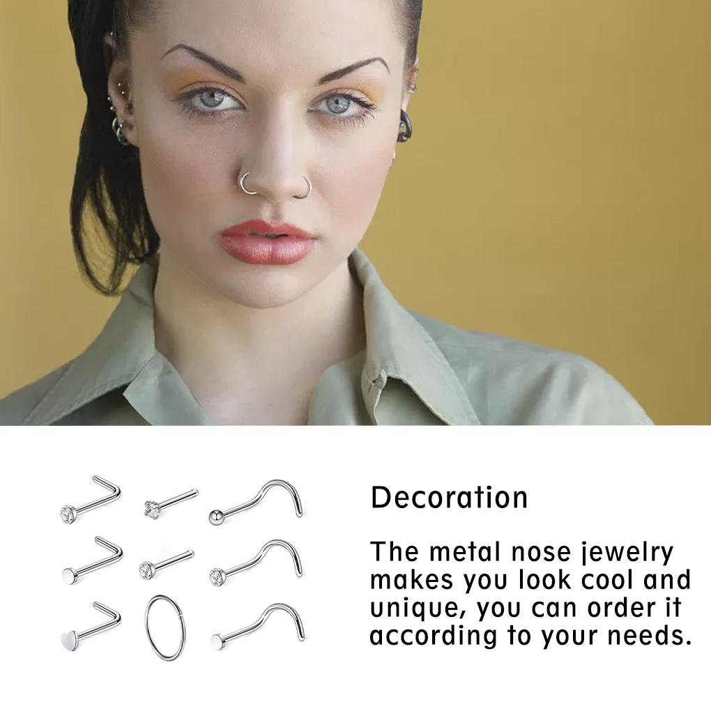 Nose Studs Set Removable Shaped Party Steel Reusable Stainless Decoration Jewelry Fashion Accessory Men Piercing DIY