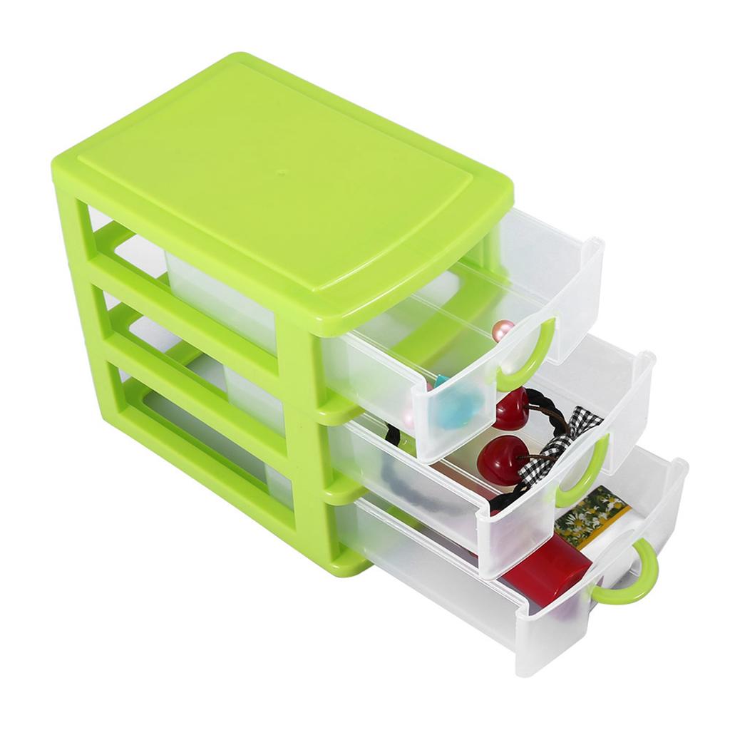 Drawer Organizer Jewelry Makeup Storage Box Plastic Container Case 3 Layers Green