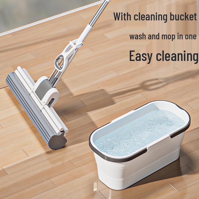 Large Absorbent PVA Roller Mop - Hands-Free, Lightweight Sponge Mop for Household Cleaning