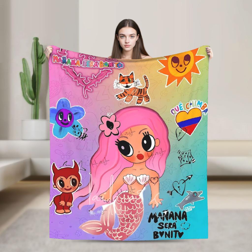 Manana Sera Bonito Karol G Blanket Quality Warm Soft  Throw Blanket Winter Travel Office Couch Chair Novelty Bedspread