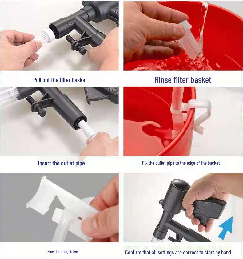 Pneumatic Sand Washer & Algae Scraper for Semi-Automatic Fish Tank Water Change