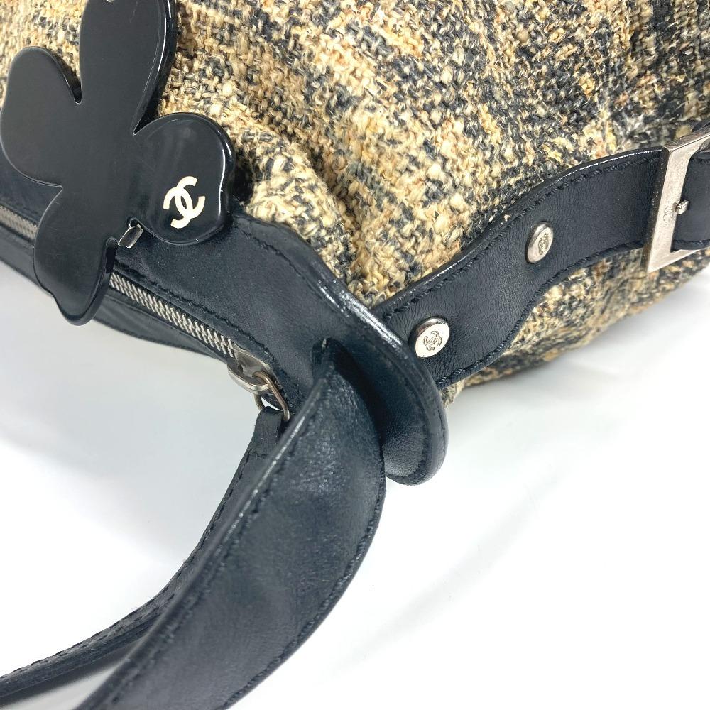CHANEL Camellia CC CC Mark bag Shoulder Bag Canvas/Leather Black/BeigeBased
