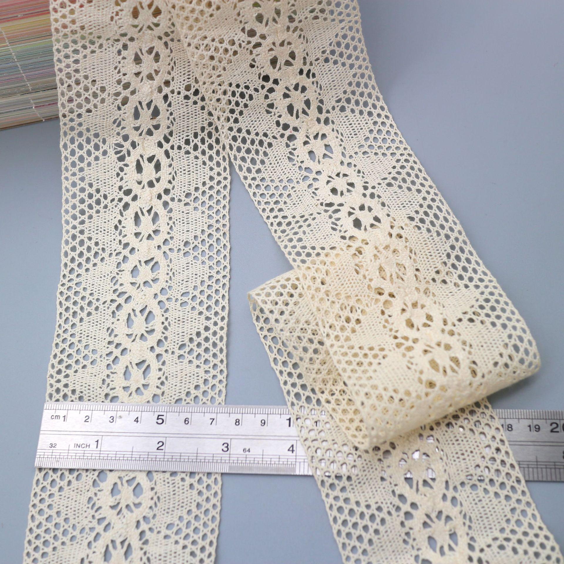 Кружево 7,3 см Кружево из хлопчатобумажной нити, Водорастворимое вышитое кружево, Хлопковое водорастворимое кружево, Ажурная вышивка, Аксессуары для одежды W40913