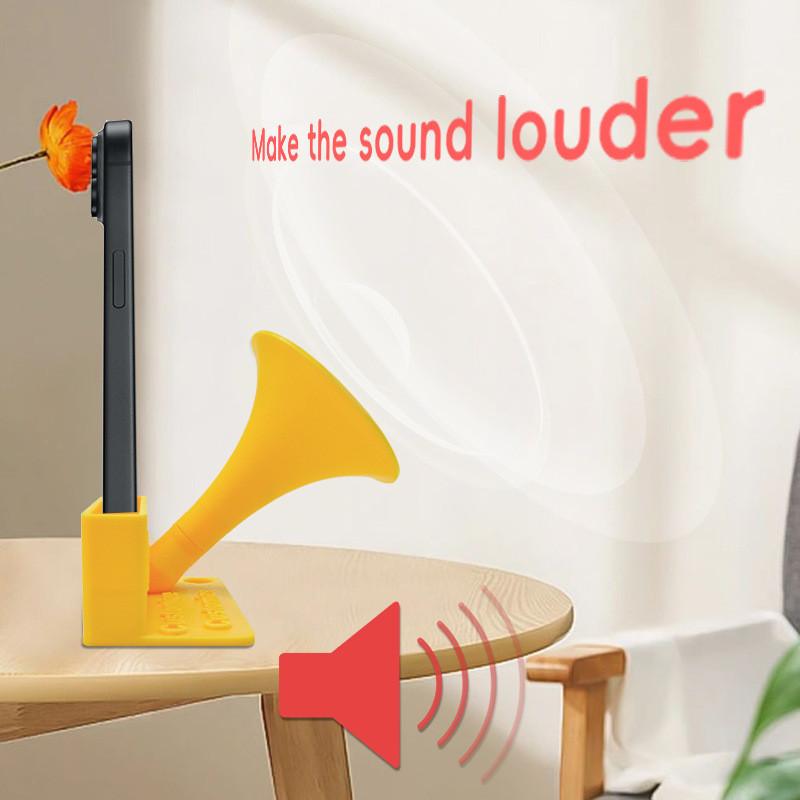 Yellow Plastic Portable Battery Free Speaker Desktop Phone Holder For Music
