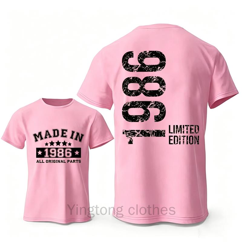 T-shirts Rétro pour Homme pour le 40ème Anniversaire: Fabriqué en 1986 Toutes les pièces d'origine Avant et 40 Édition Limitée Graphique Arrière T-shirts à Manches Courtes