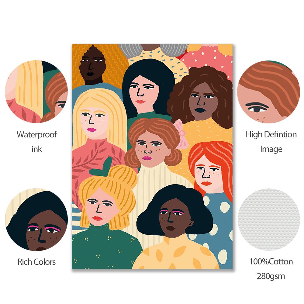 Cartone Animato Astratto Faccia Senza Sorrisi Immagini Decorazione Casa Nordico Ragazze Pittura su Tela Arte da Parete Poster Colorati Stampa per Soggiorno