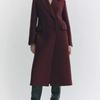 Autumn and Winter New Women clothes Lapel Loose Double Breasted Wine Red Wool blend coat Outerwear 9231756