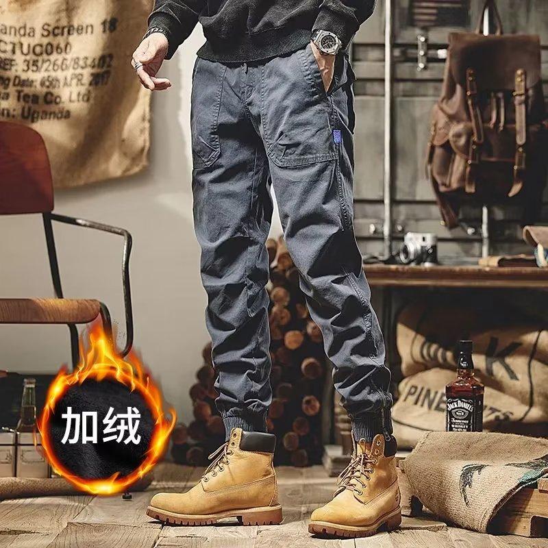Overalls men's autumn and winter new American trendy brand velvet loose large size casual pants outdoor fashion ruffian handsome leggings