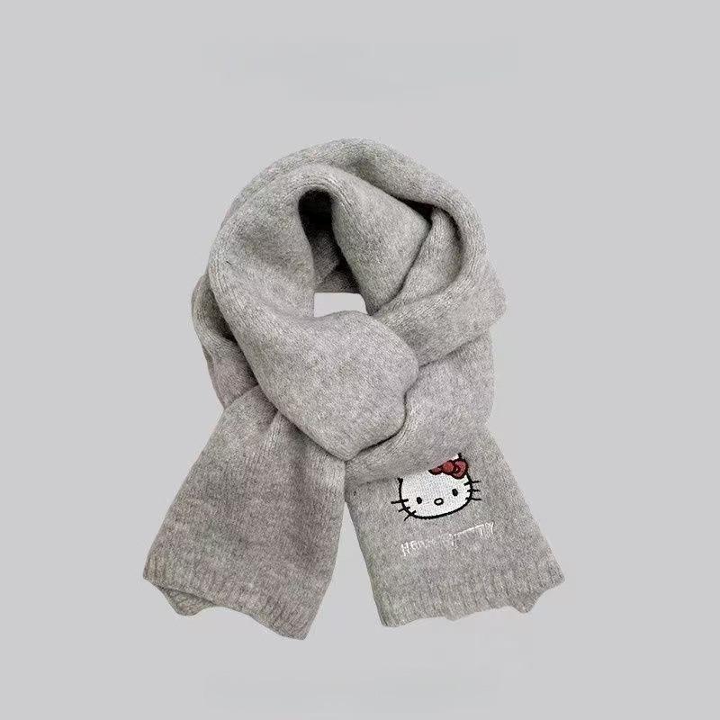 Japanese Cute Puppy Embroidered Knitted Scarf Autumn and Winter Warm and Cold-proof Fashion Versatile High-end Scarf Student
