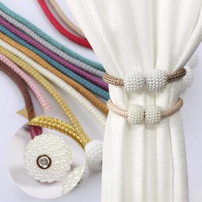 Wholesale Large Thick Rope Pearl Curtain Ties Magnetic TieSimple Tie Rope Decorations Curtain Buckles