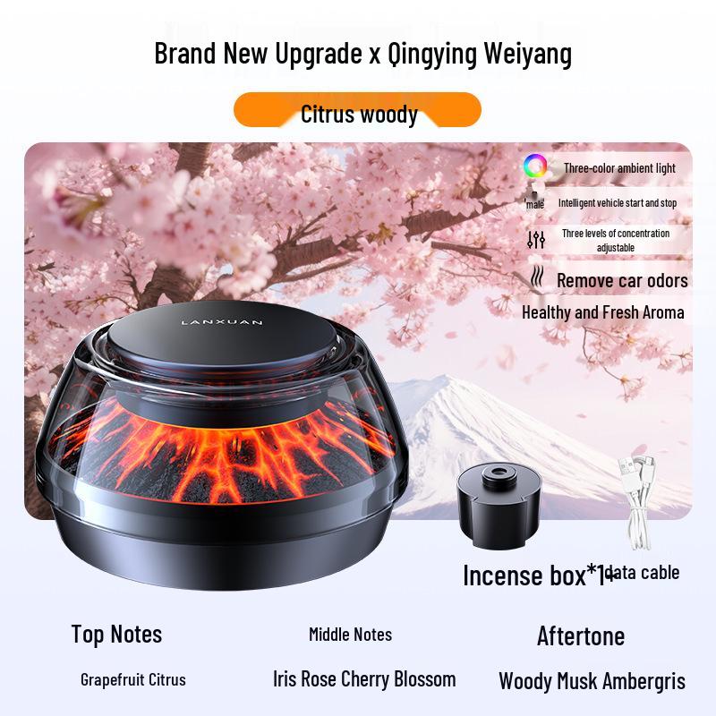 Solar-Powered Volcano Mist Car Perfume Light: Long-Lasting Aromatherapy Gift