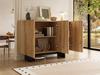 Credenza Moderna Francese con Frontale Strutturato Geometrico, 3 Ante e Ripiani Regolabili, Aspetto Legno Naturale + Nero, 105 × 33.5 × 76 cm.